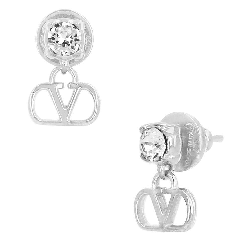 VALENTINO V-Logo Crystal Drop Earrings for Women