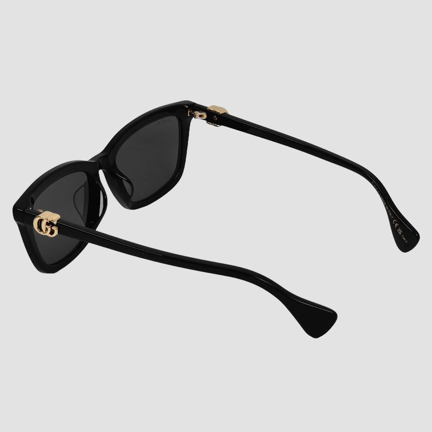 GUCCI Black Square Sunglasses Asian Fit Unisex GG Logo