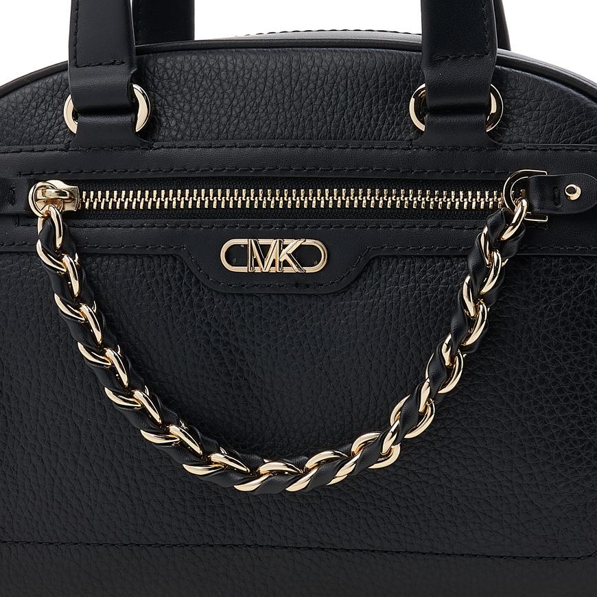 Michael Kors Women’s Logo Chain Tote Bag Black Leather Tote