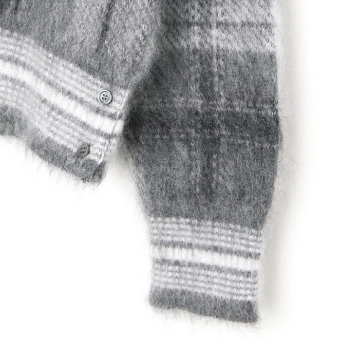 THOM BROWNE Tartan Mohair Check 4-Bar Crewneck Pullover Knit Sweater