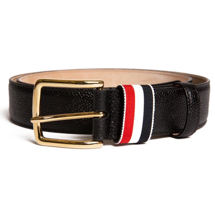 THOM BROWNE Black Pebble Leather Belt 35mm
