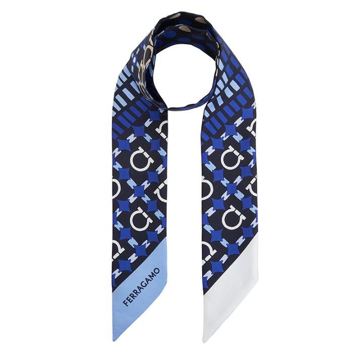 Ferragamo Gancini Logo Silk Skinny Scarf