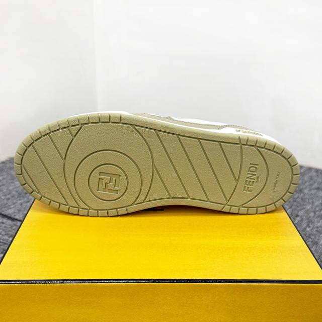 FENDI Logo Lettering Match Low-Top Sneakers White Leather Unisex