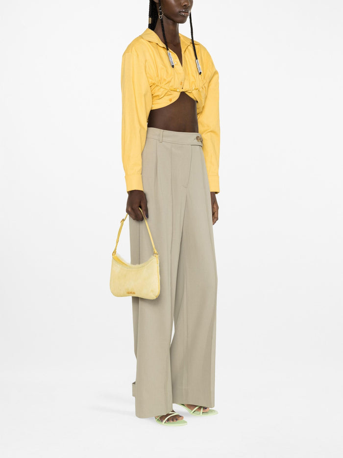 JACQUEMUS Le Bisou Pony Hair Shoulder Bag Light Yellow
