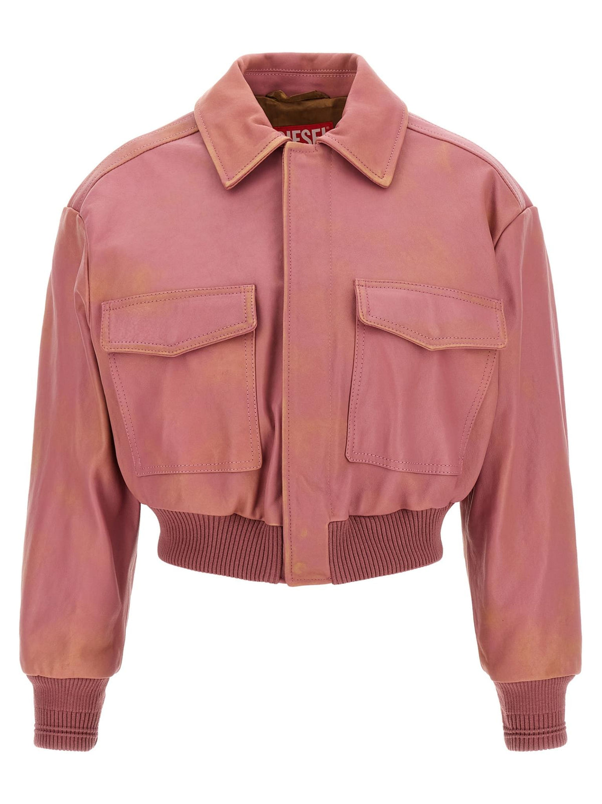 DIESEL Black Leather Moto Jacket for Women