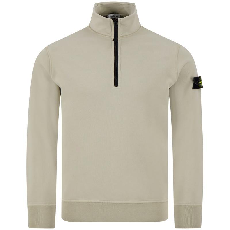 STONE ISLAND Cotton Fleece Half-Zip Sweatshirt Men Black