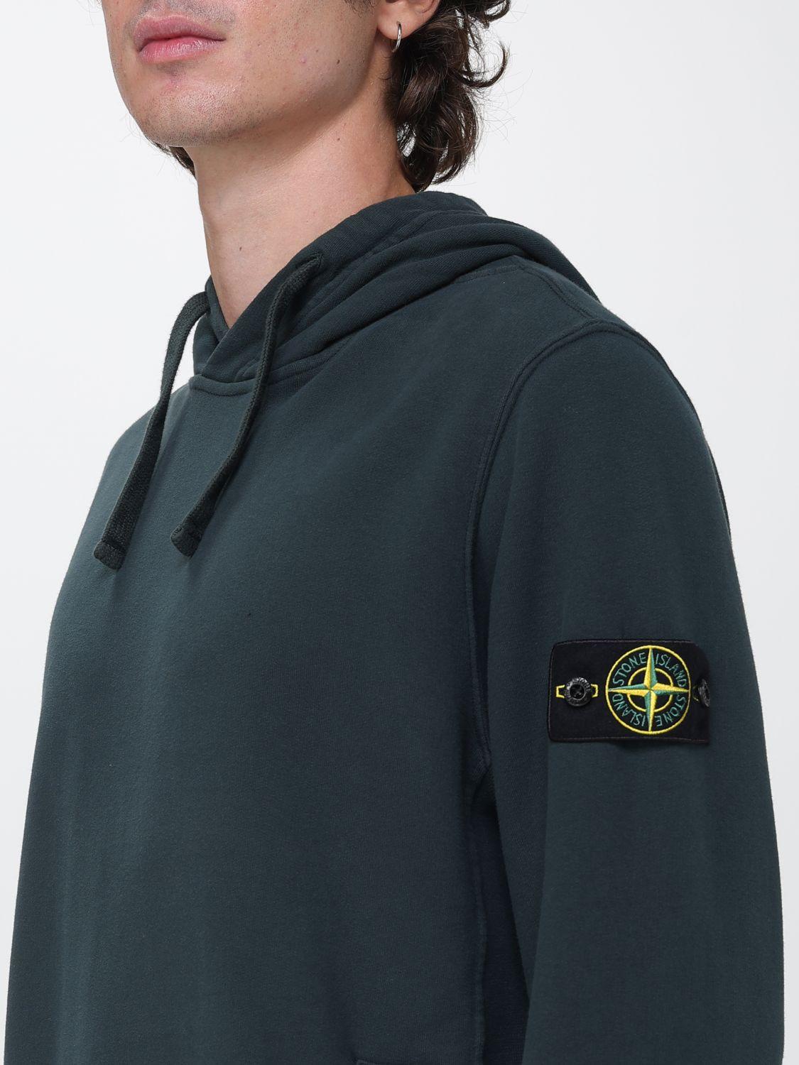 STONE ISLAND Cotton Fleece Hoodie Green Men’s Pullover