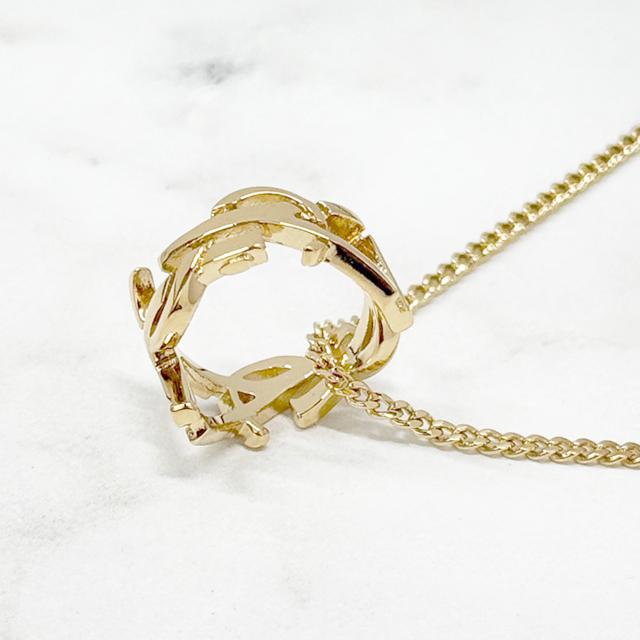 Saint Laurent Gold-Tone Cassandra YSL Logo Pendant Chain Necklace