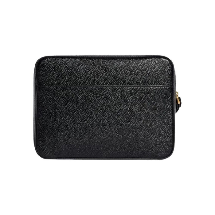THOM BROWNE Pebble-Grain Leather Men's Clutch Bag Black