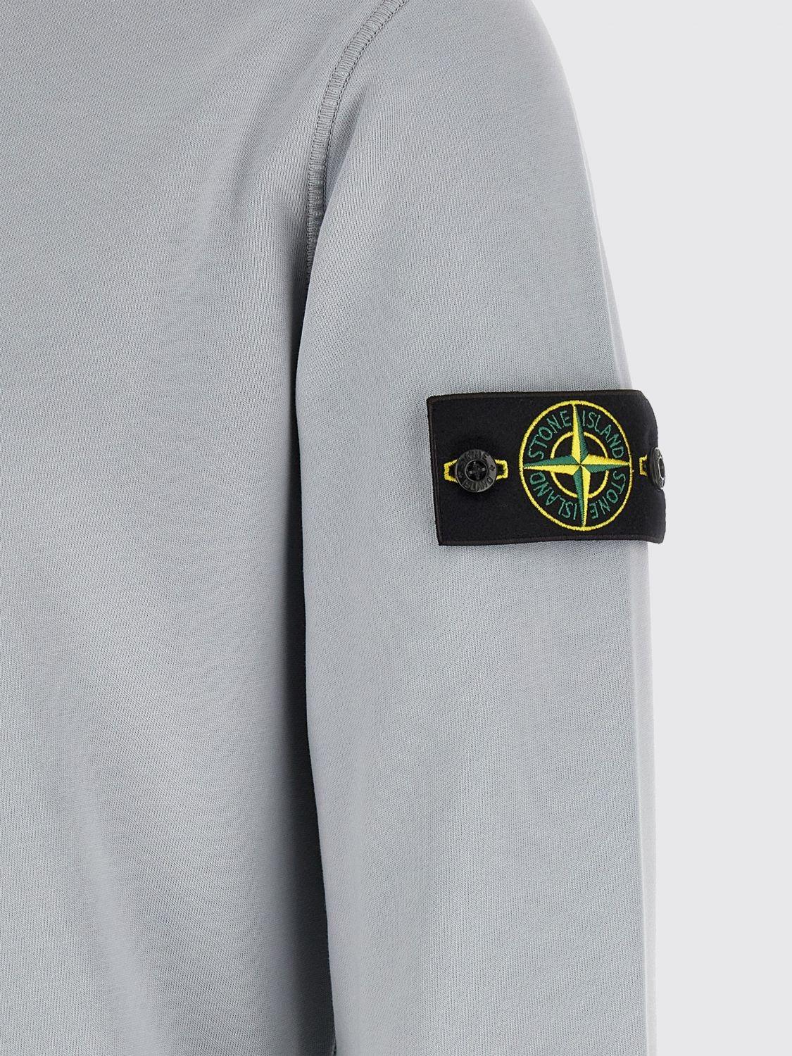 STONE ISLAND Black Cotton Logo Sweatshirt for Men