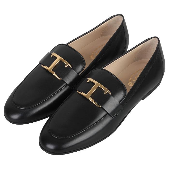 Tods Women’s Black Leather Maxi T Timeless Loafers