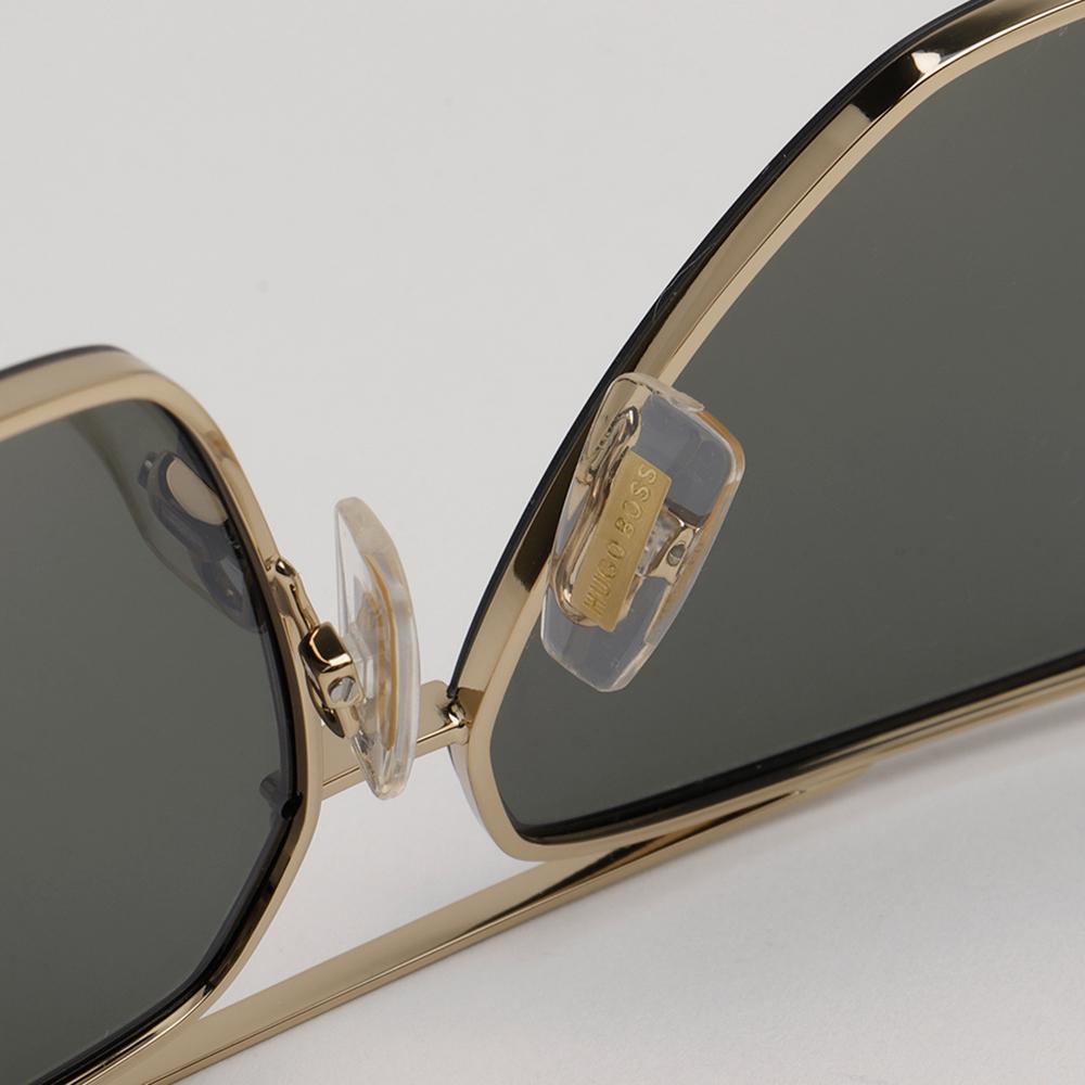 HUGO BOSS Gold Double Bridge Metal Pilot Sunglasses Mirror Lens BOSS1325S J5GUE
