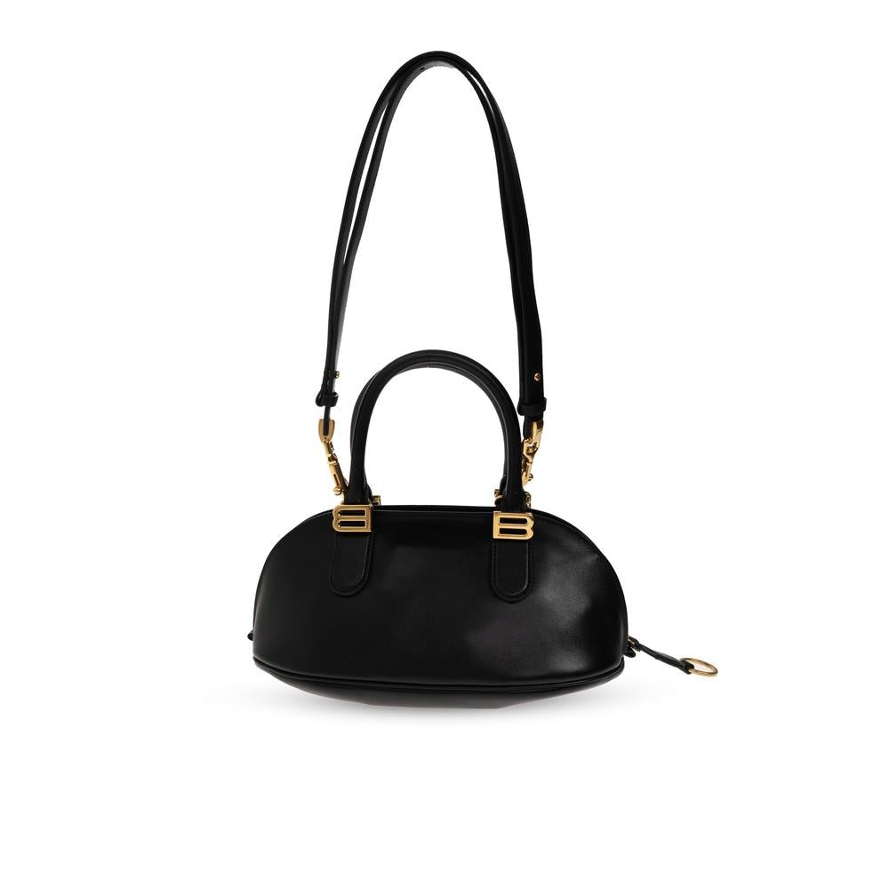 BALENCIAGA Bolero Bowling Tote Bag Black Leather