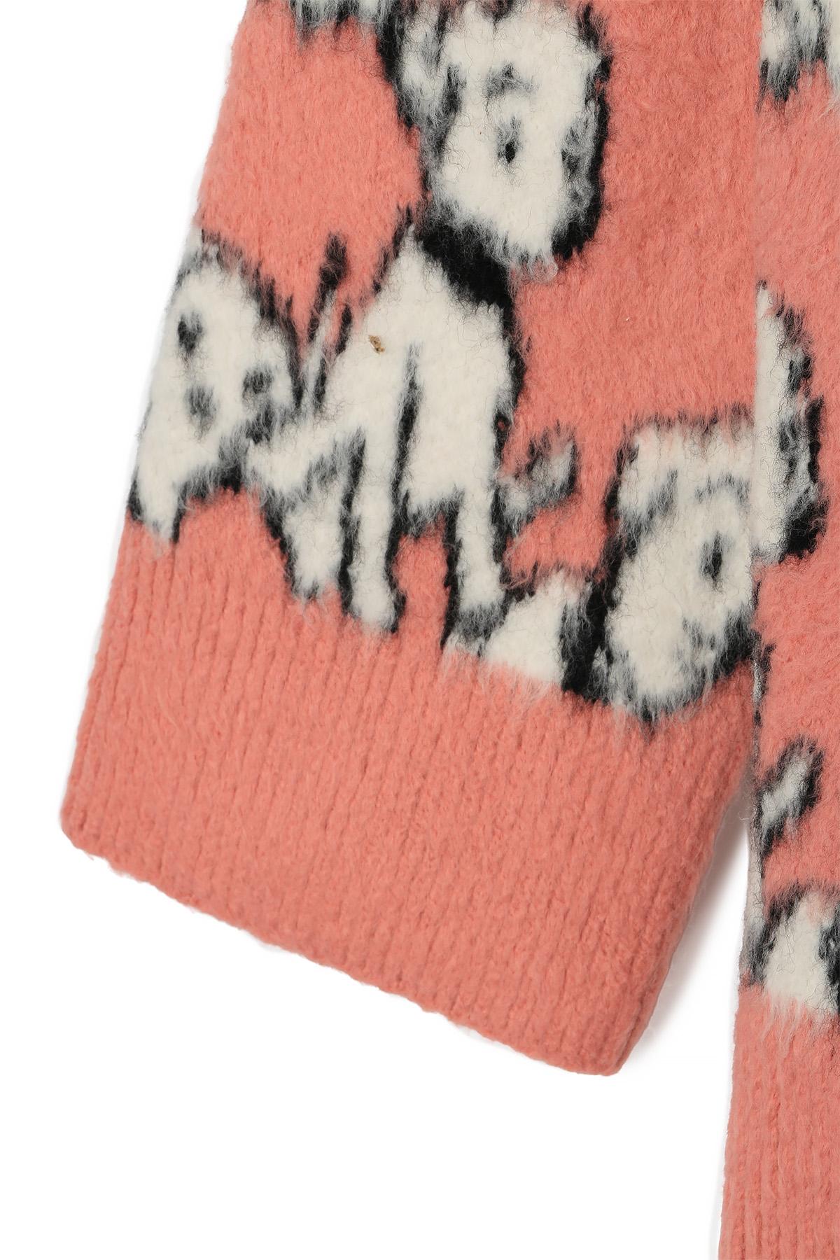 CELINE Artist Jacquard Brushed Cotton-Wool Cardigan Pink