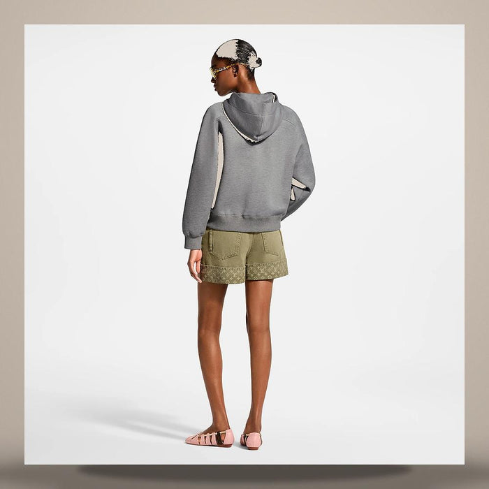 Louis Vuitton Women's Contrast Drawstring Hoodie Light Gray 1AKENU