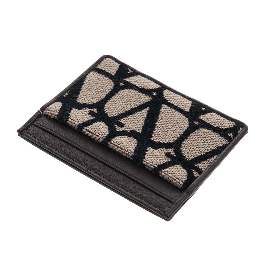 VALENTINO Garavani Toile Iconographe Men's Leather Card Holder