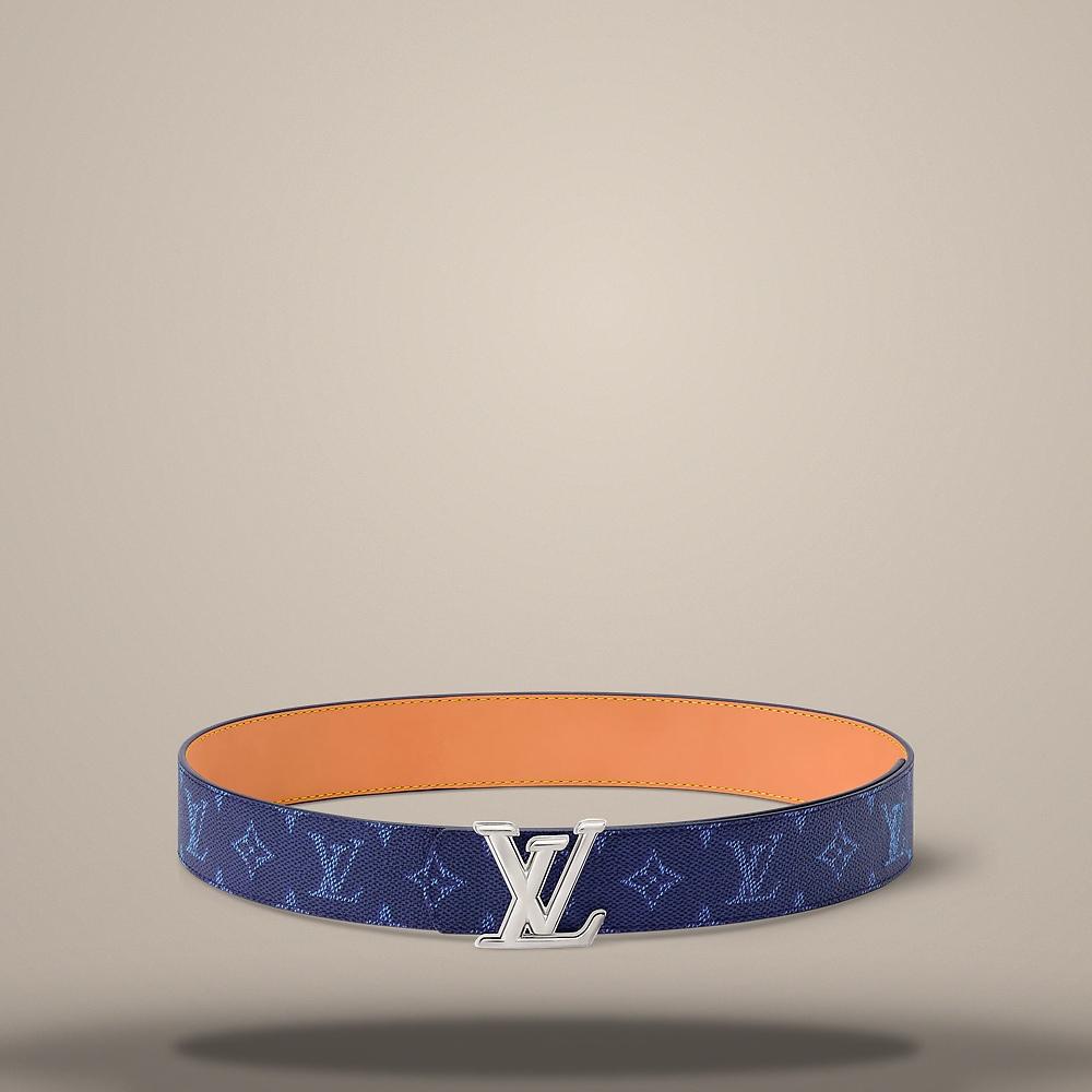 Louis Vuitton LV Dimension Monogram Heritage Reversible Belt Blue Camel M4465
