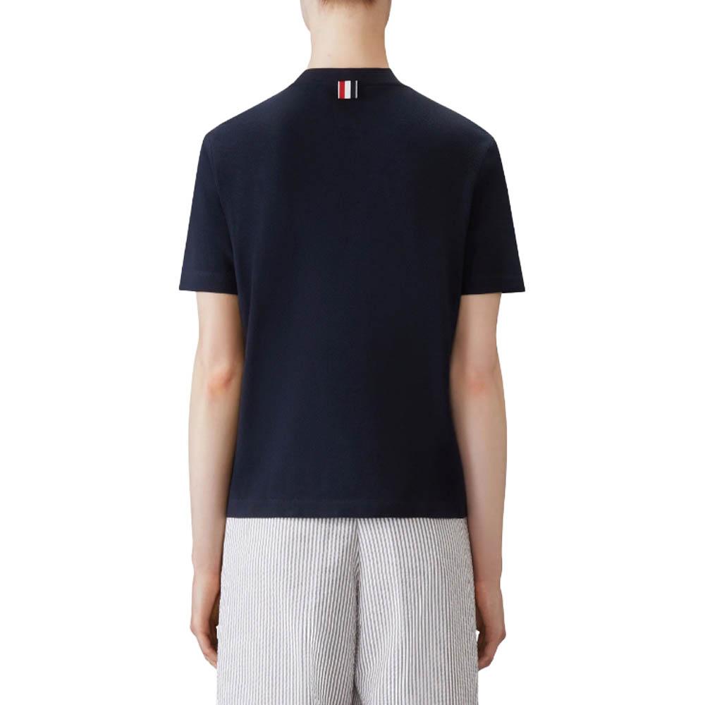 THOM BROWNE Women’s Diagonal Stripe Short Sleeve T-Shirt Navy