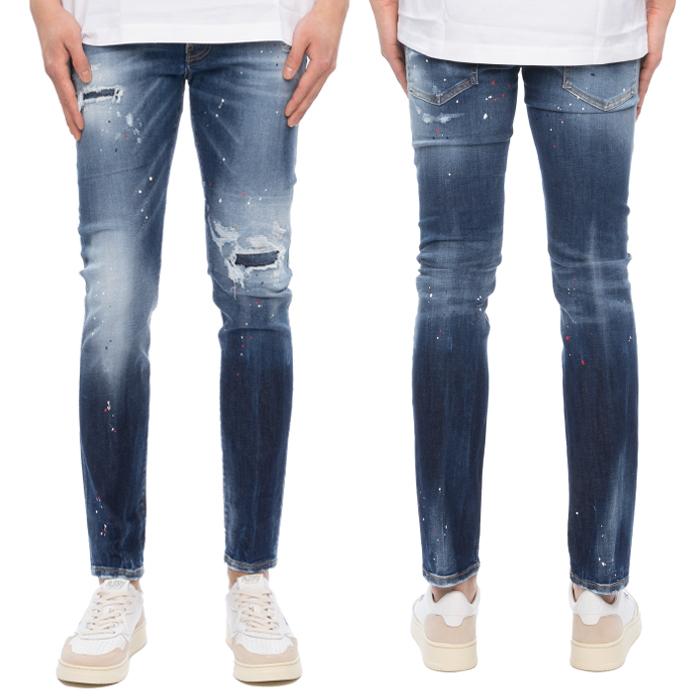 Dsquared2 Vintage Wash Paint Splatter Skater Jeans Cargo Pants Men