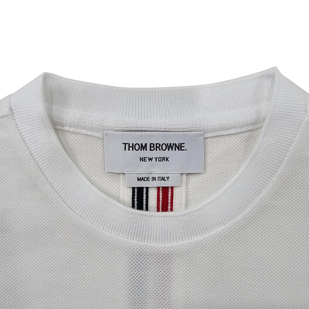 THOM BROWNE Women’s Classic Back Stripe Piqué Polo Shirt White