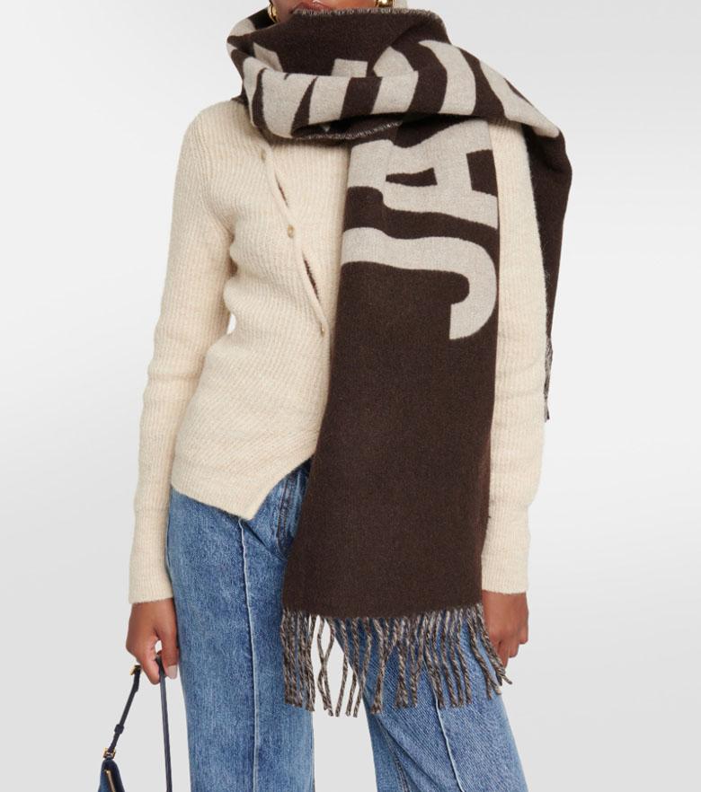 JACQUEMUS Le Chouchou Jacquard Logo Virgin Wool Scarf/Muffler