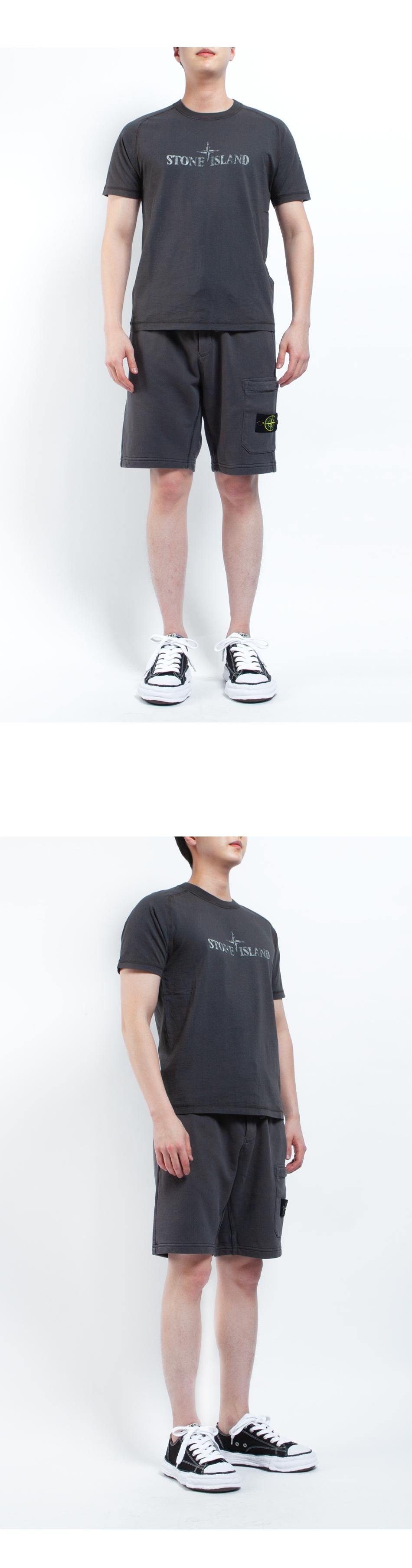 STONE ISLAND Reflective Logo Organic Cotton Slim Short Sleev 2100020 S0081 V0065