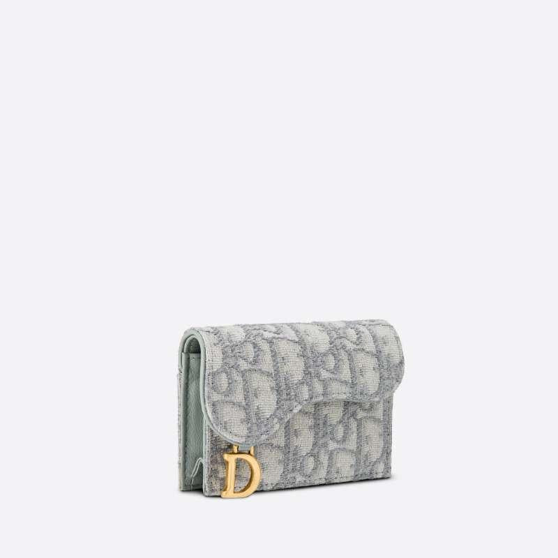 DIOR Oblique Saddle Navy Gray Card Holder S5611CTZQ