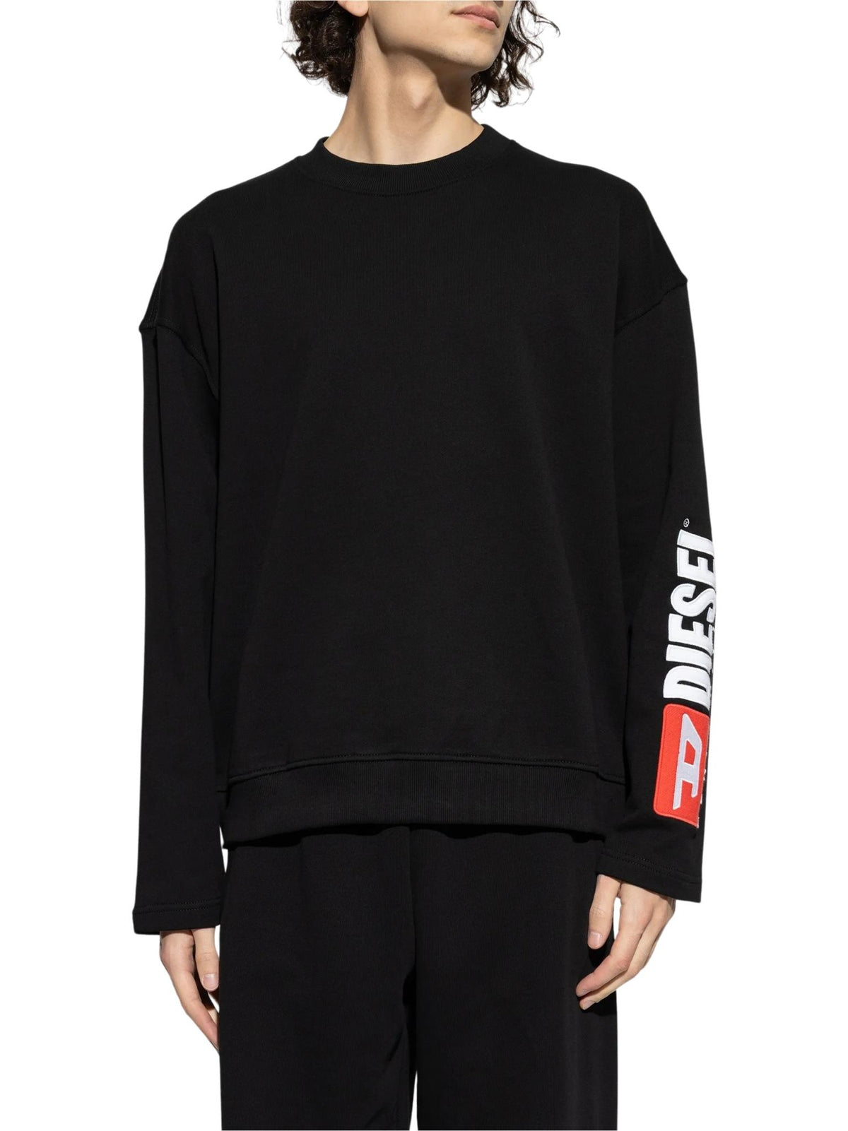 DIESEL Black Cotton Pullover Sweatshirt for Men