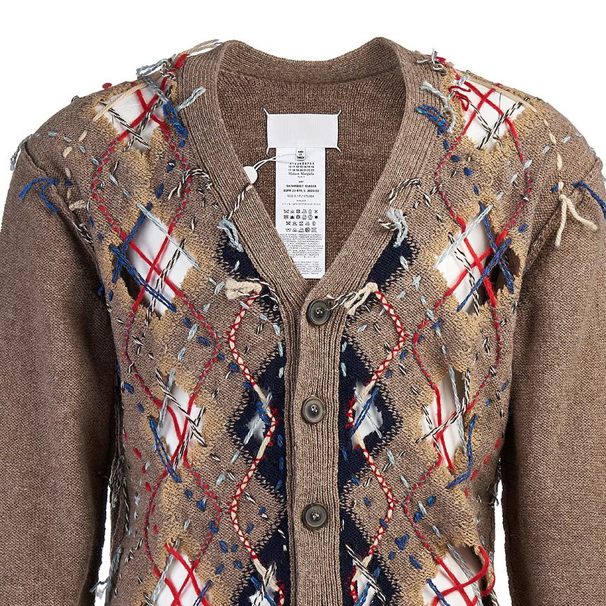 Maison Margiela Men’s Argyle Cut-Out Cardigan S67HP0007 S18328 001F