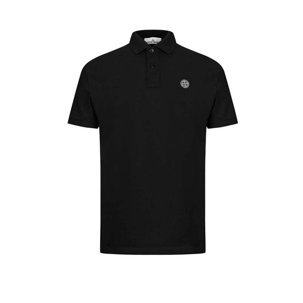 STONE ISLAND Black Slim Fit Polo Shirt Men Cotton PK 2200008