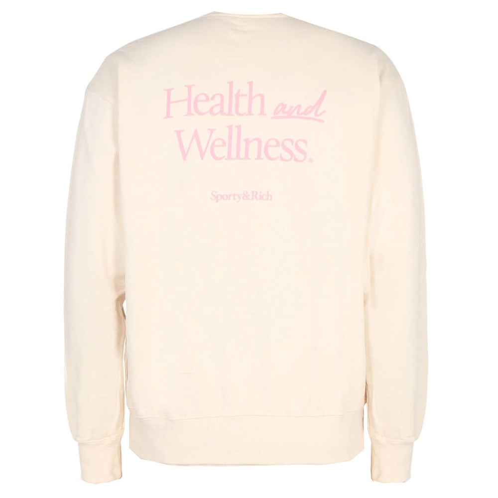 SPORTY&RICH Cream Fleece Back Logo Printed Sweatshirt for Men
