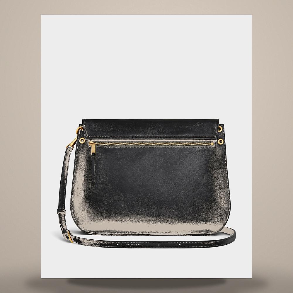 CELINE Soft Triomphe Besace Supple Shiny Lambskin Black Tote Bag 123632T88 38NO