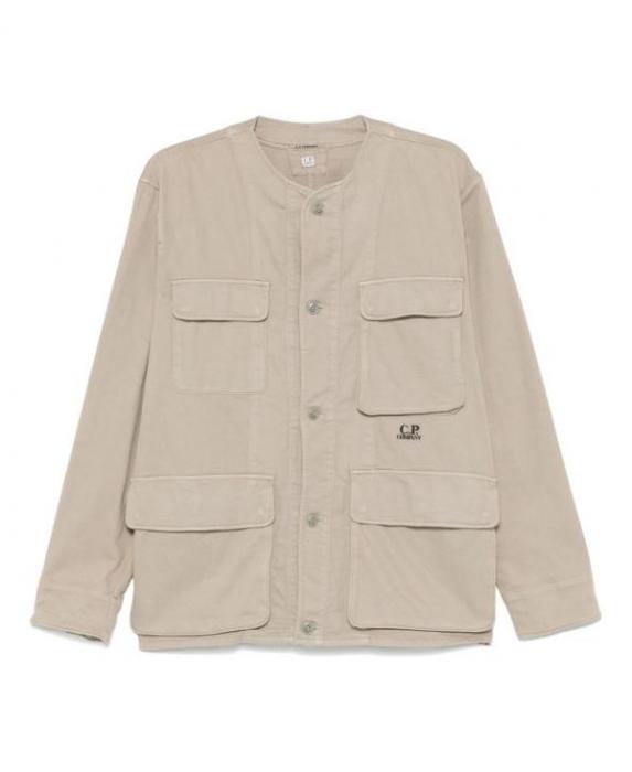 CP Company Armored Stretch Satin Collarless Overshirt Long Sleeve