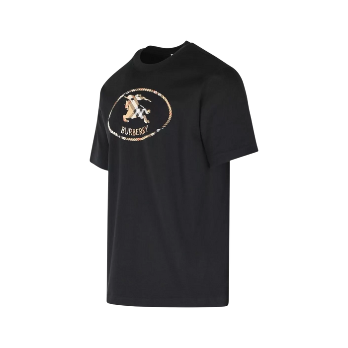 BURBERRY Check Knight Stamp Logo Black Men’s T-Shirt