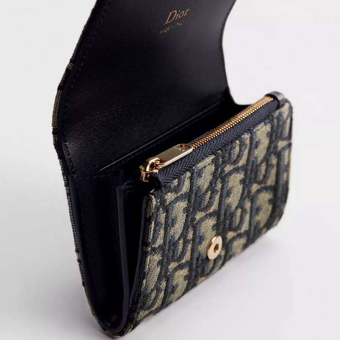 DIOR Glycine Promenade Leather Compact Bifold Wallet Unisex