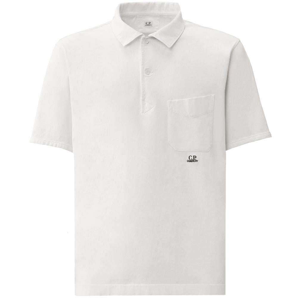 CP Company Logo Pocket Polo T-Shirt White Cotton Men’s