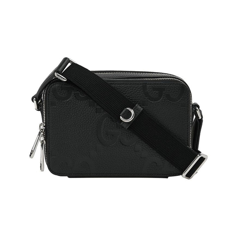 GUCCI Men’s GG Jumbo Leather Mini Crossbody Bag Black