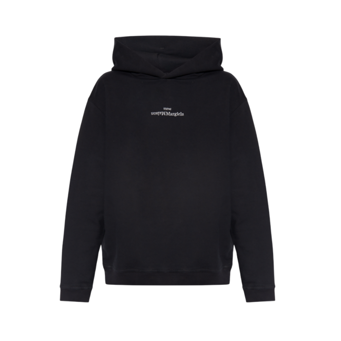 Maison Margiela Upside-Down Embroidered Logo Hoodie Men Black