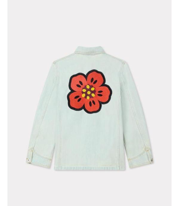KENZO Boke Flower Embroidered Denim Workwear Jacket 2DV261 6F4 DT