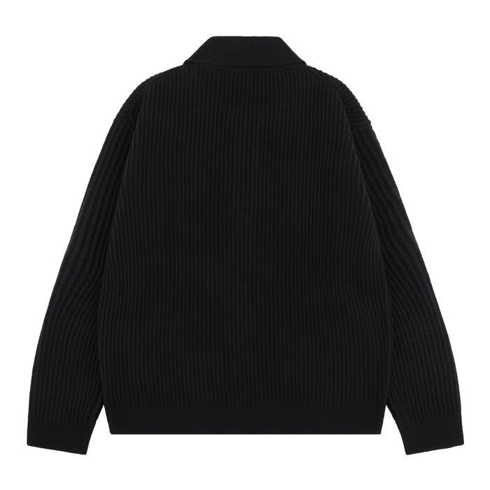 Maison Kitsune Fox Head Wool Ribbed Polo Jumper