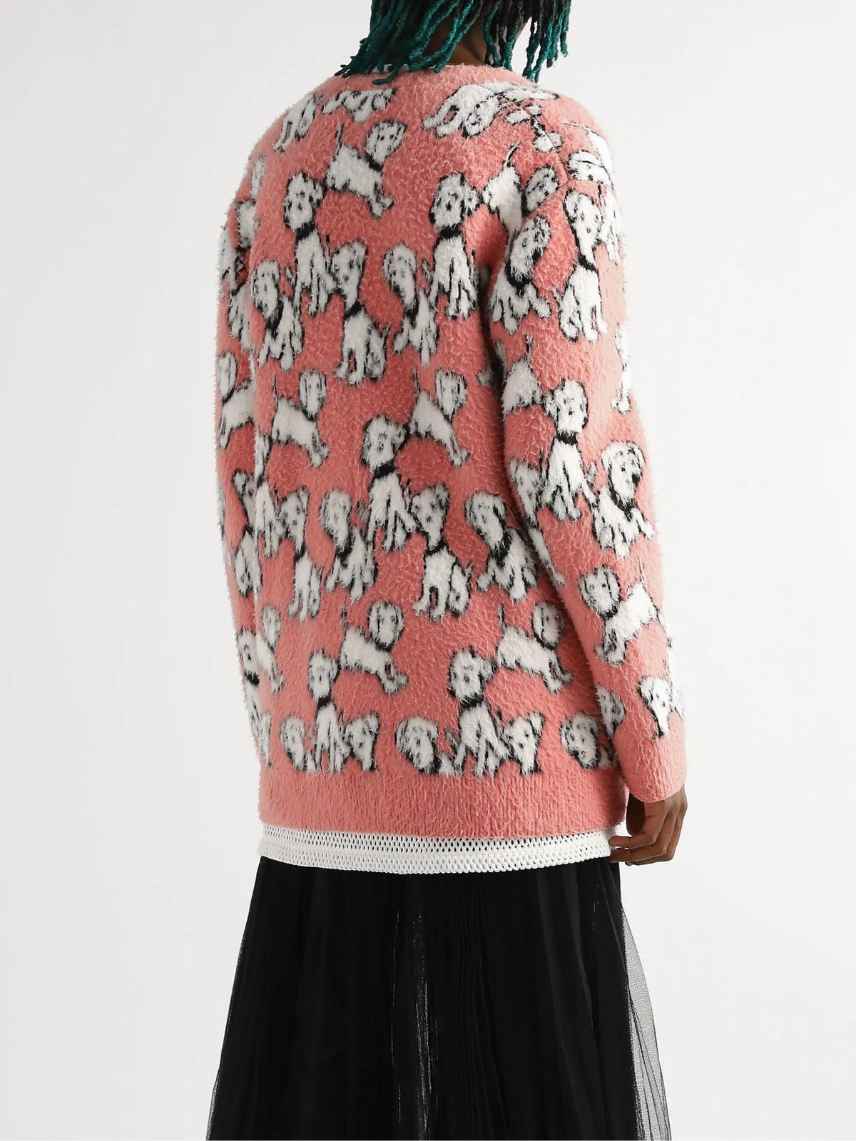 CELINE Artist Jacquard Brushed Cotton-Wool Cardigan Pink