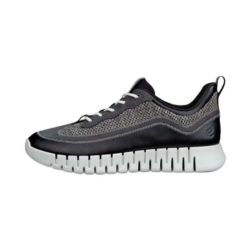 ecco Groove Black Leather Low-Top Sneakers for Men