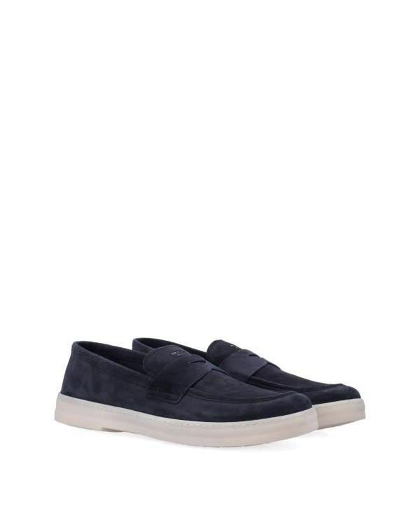 PRADA Suede Loafers Men Black Classic Slip-On Shoes