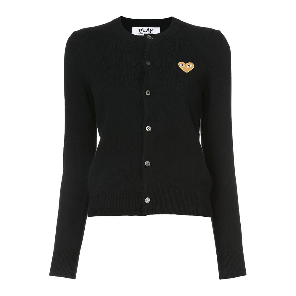 Comme des Garcons Gold Heart Patch Cardigan Black Unisex Knit AZ N049 051 1
