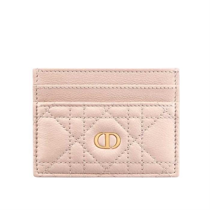 DIOR Caro Freesia Leather Card Holder Wallet