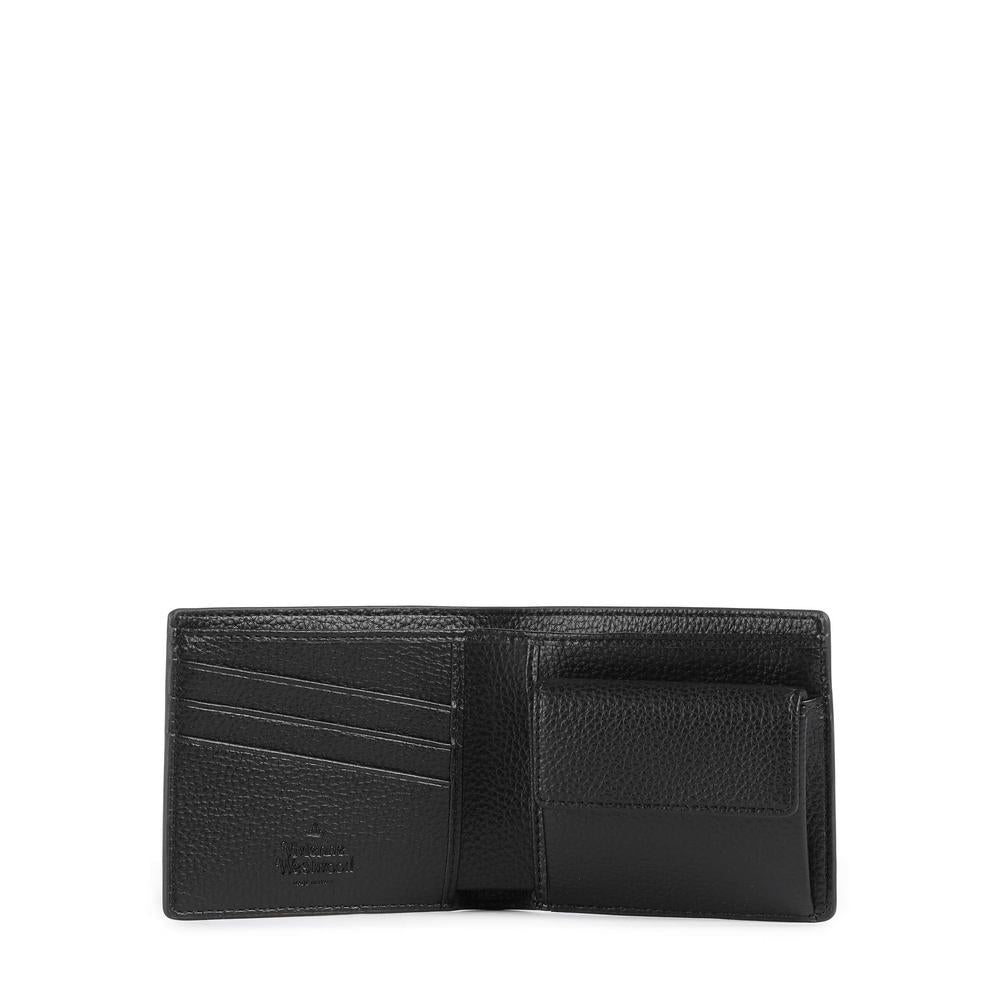 Vivienne Westwood Black Leather Coin Pocket Bifold Wallet