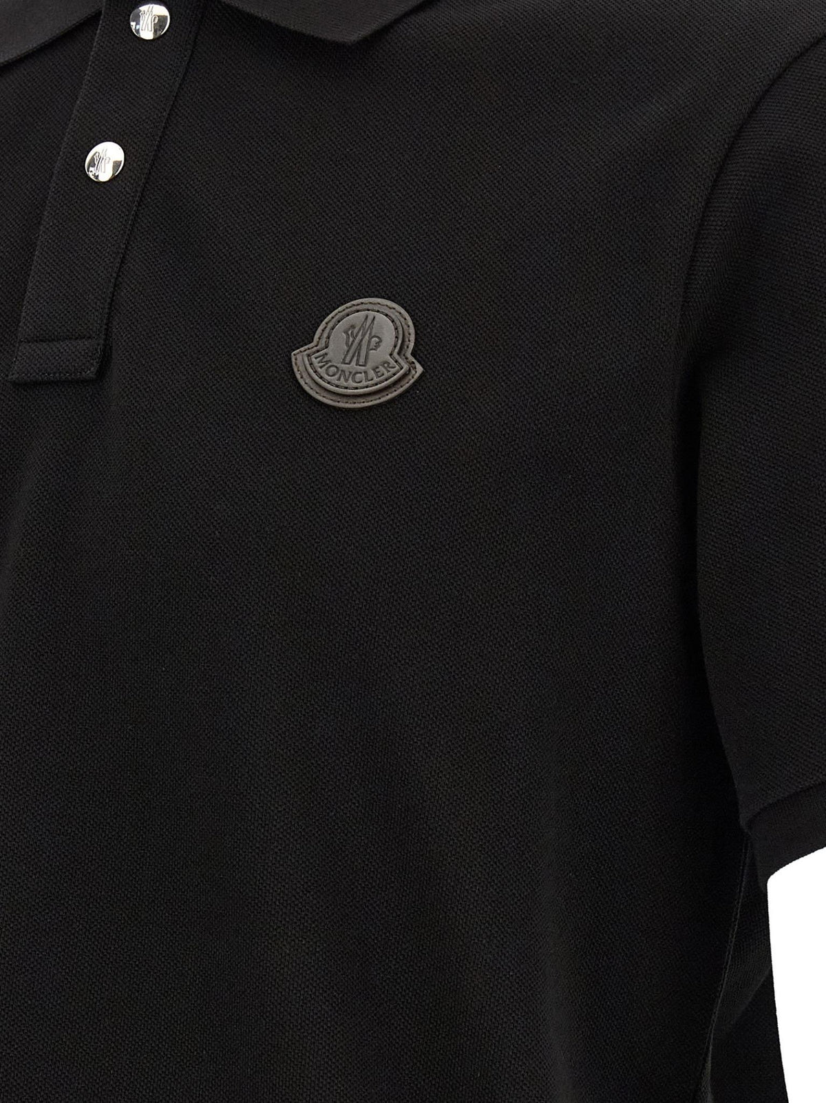 Moncler Black Cotton Short Sleeve Polo Shirt for Men