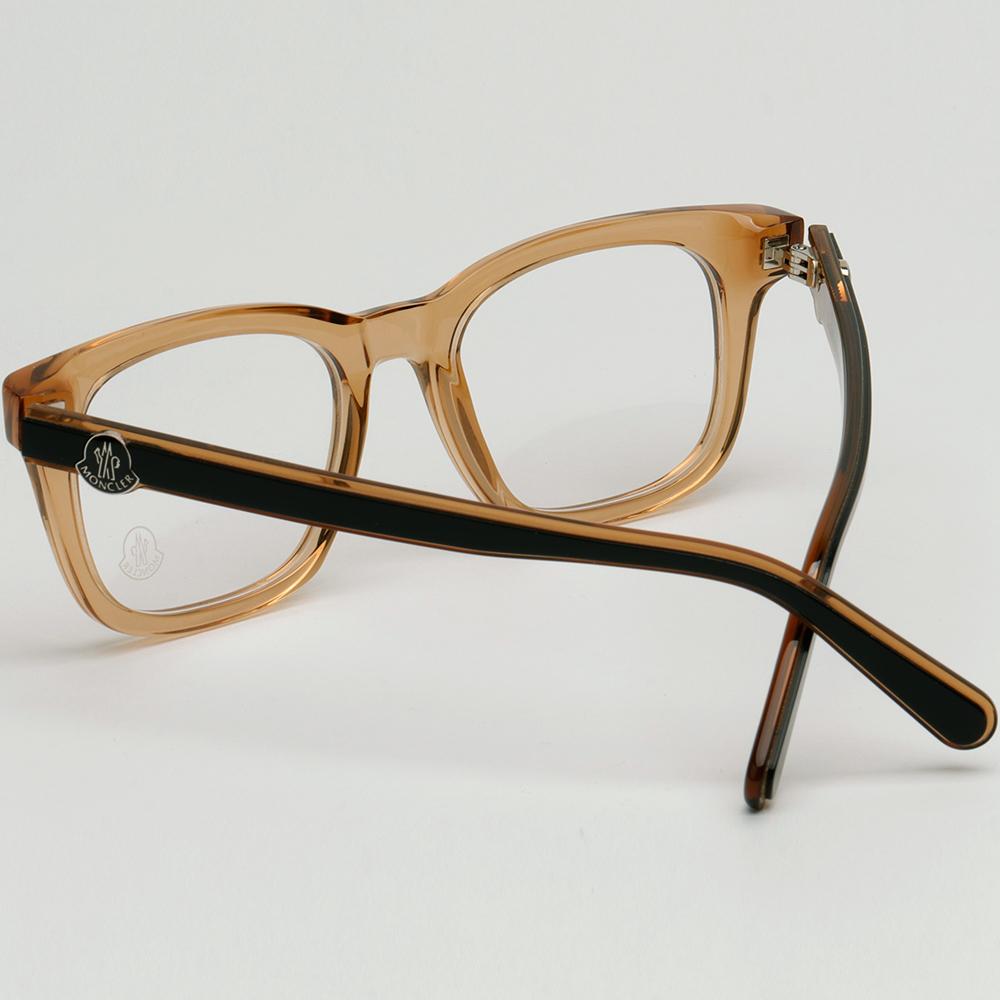 Moncler Transparent Brown Square Acetate Eyeglass Frames Unisex ML5182 045