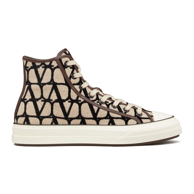 VALENTINO Beige Toile Iconographe High-Top Sneakers
