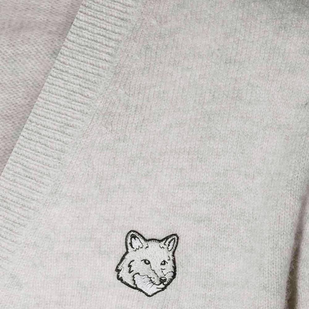 Maison Kitsune Bold Fox Head Patch Wool Cardigan Navy Men